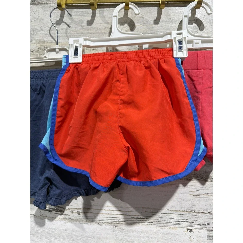 Nike Lucky Penny Gymboree Shorts Girls 6 6X Orange Blue Coral Athletic Ruffle